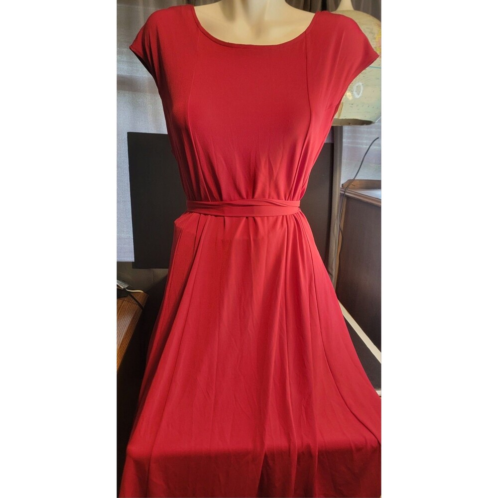 Ellen Tracy Xl Red Dress Sleeveless Simple Sophisticated